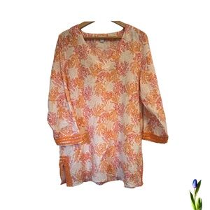 J. Jill Orange and White Floral Tunic